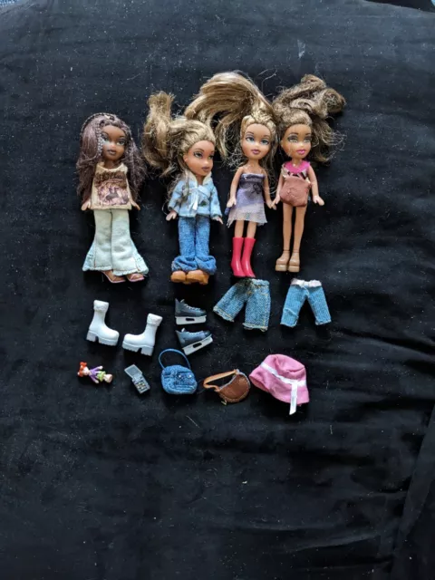 Bundle 4 Baby Bratz With Clothes, Shoes, Accessories