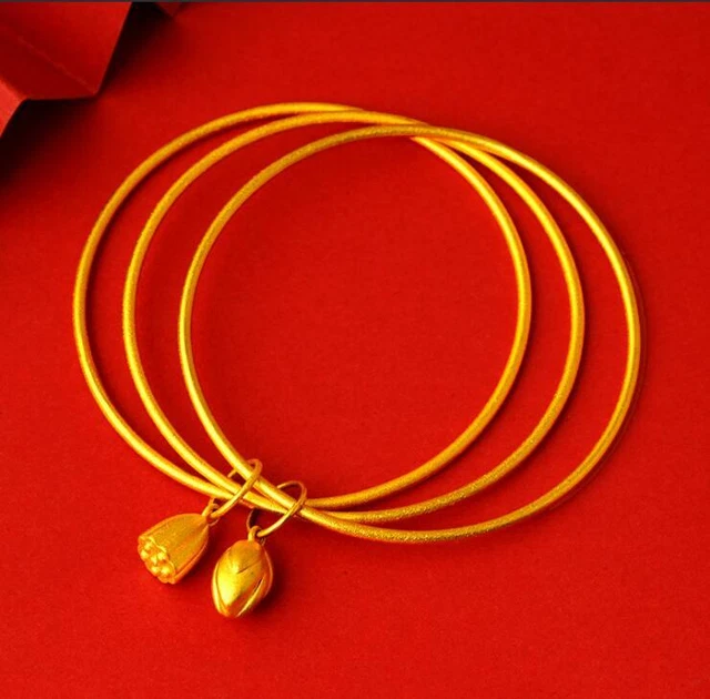Girl's lotus  22k 23k 24k Thai Gold Necklace Gold Plated   Bracelet/19.2g