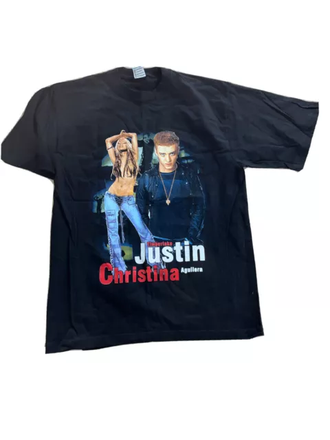 Vtg 2003 Justin Timberlake Christina Aguilera Justified Stripped Tour Shirt Med.