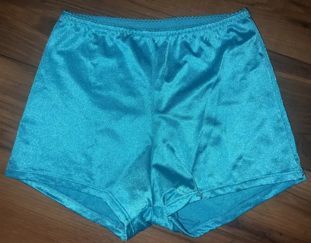 Vintage Vassarette Second Skin Satin Panties Bun Panty Medium Shiny Blue Nylon