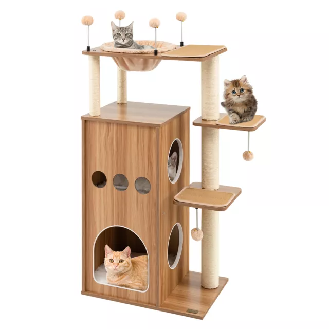 Costway 52" Modern Cat Tree Tower Multi-level Cat Play Center w/Deluxe Hammock
