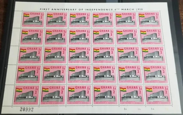 GHANA- { 1 Sheet of # 17} +3 Souvenir Sheets+ Airmail Stamps(2)+ 2 free