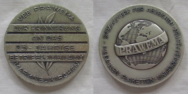 DDR MEDAILLE 25 jähriges Betriebsjubiläum VEB PRÄWEMA Markneukirchen ...