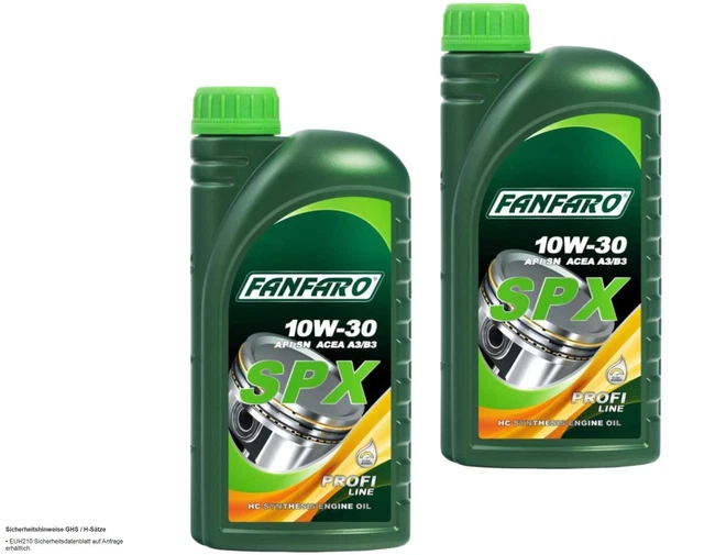 ACEITE DE MOTOR 2x1 litros FANFARO SPX 10W-30 API SN ACEA A3/B4 EUR 23 ...