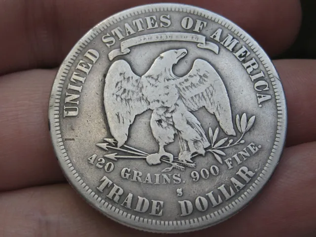 1878 S Silver Trade Dollar- San Francisco, VG/Fine Reverse Details
