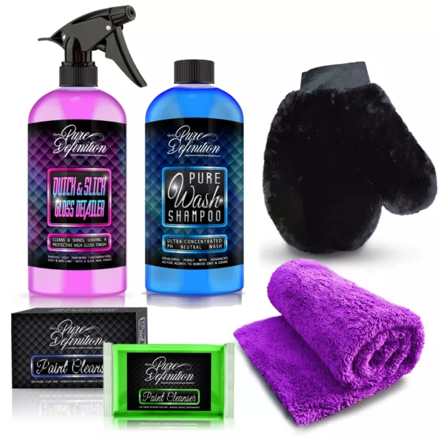 Car Cleaning Kit Detailing Clay Bar Wash Mitt Shampoo Edgeless Microfibre