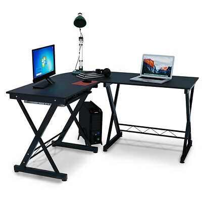 YJIIJY Scrivania Angolare per Studio e Ufficio Scrivania per Computer Tavolo da scrivania Tavolo da Gaming Marrone, 64-99 x 48 x 73,5 CM 