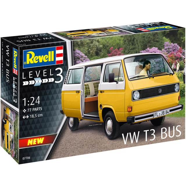 REVELL VOLKSWAGEN T3 Bus Campervan Yellow Plastic Model Kit 07706 Scale