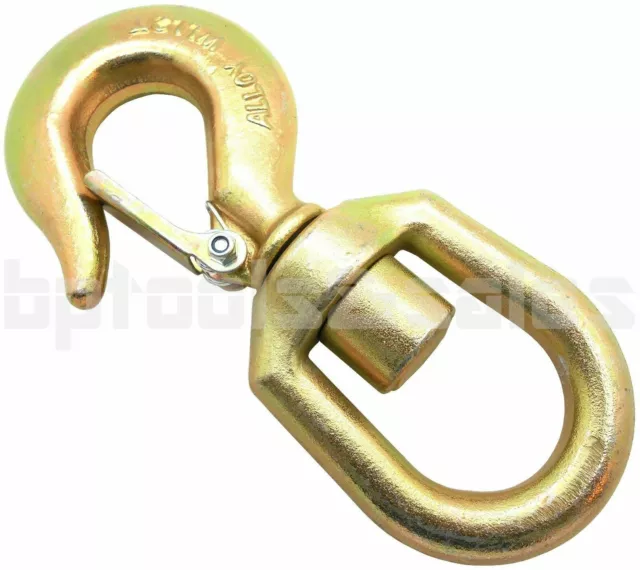 Heavy Duty 1 Ton Swivel Eye Hoist Hook Latch Load 3/8" Shackle Alloy Steel New