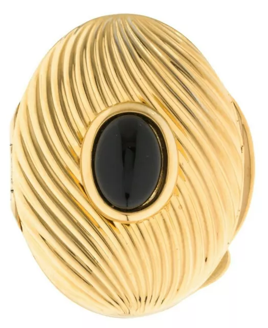 Judith Leiber Pillbox Gold plated Oval Black Onyx Gemstone Pill Box Vintage gyuh
