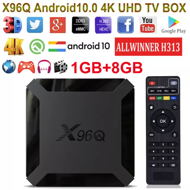 X96Q Smart TV Box Android 10.0 4K 1+8GB UHD 5G WIFI Quad Core Media Player UK