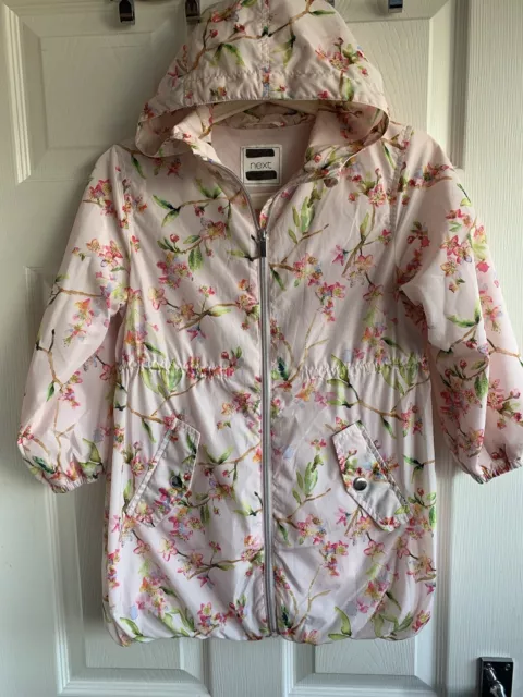 cappotto ragazza età 7 anni NEXT rain mac rosa cappuccio floreale cerniera capispalla anteriore