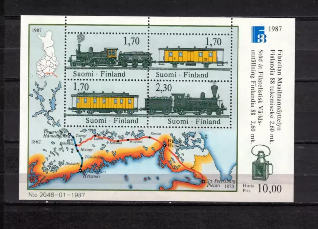 s41001 FINLAND 1987 MNH** Finlandia s/s Trais Railway Locomotives