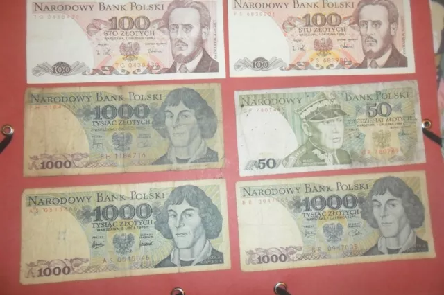 Pologne - Lot de 6 Billets - Très bon état à passables