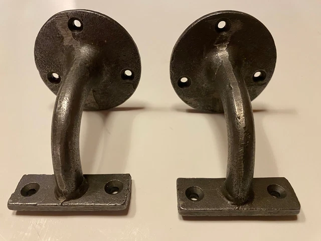 Pair Handmade Rustic Industrial Iron Brackets for Shelves or Railing! 