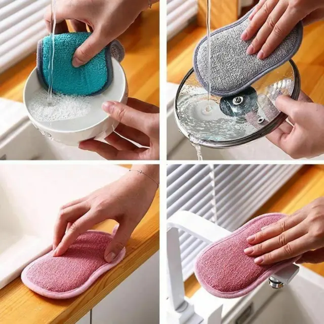 Cepillo de limpieza de cocina esponja microfibra accesorios de lavavajillas baño J6J9