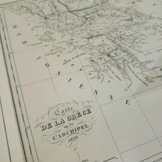 Antique 1833 Map GREECE  ARCHIPELAGO Greek Islands Framed & Matted