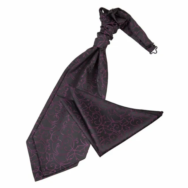 Set fazzoletti cravatta da uomo nero viola tessuto vorticoso di DQT