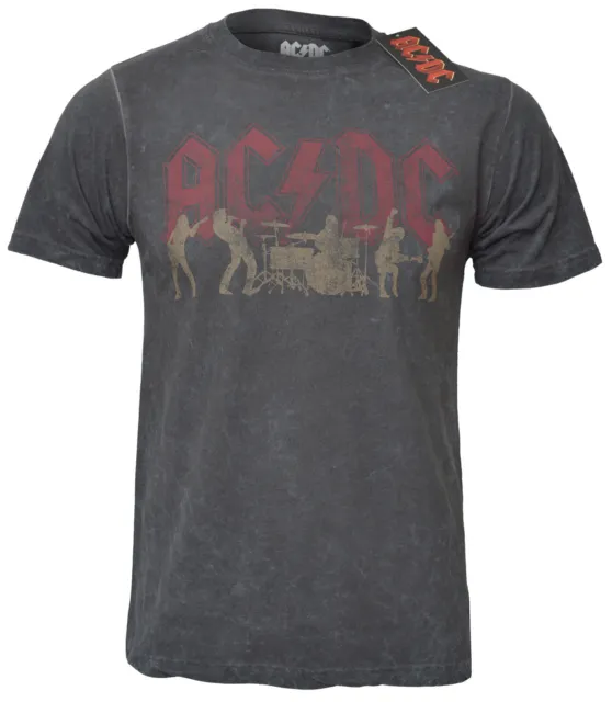 AC/DC Vintage Silhouettes T Shirt Official Snow Wash Red Logo Band New S - 2XL