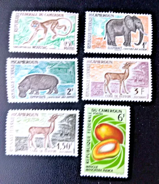 Estampillas de Camerún (6) Animales 1962 y Mango 1969 Nuevas/Bisagras