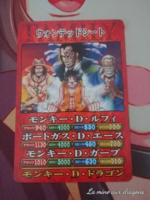 Carte One Piece Data Carddass OnePy Match Wanted Family card Promo Dragon Ace