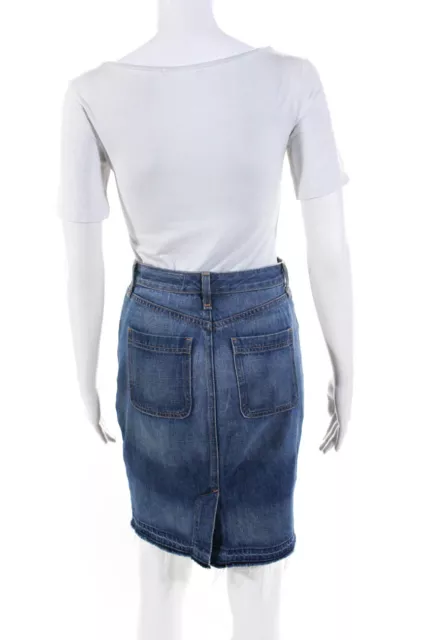 Rag & Bone Women's Button Down Dark Wash Denim Mini Skirt Blue Size S 3