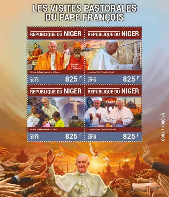 Pope Francis Stamps Niger 2015 MNH Pastoral Visits Religion Christianity 4v M/S