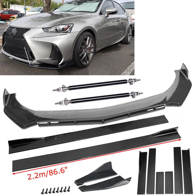 CARBON FIBER FRONT Bumper Lip Side Skirt/ Strut Rods For IS250 IS350