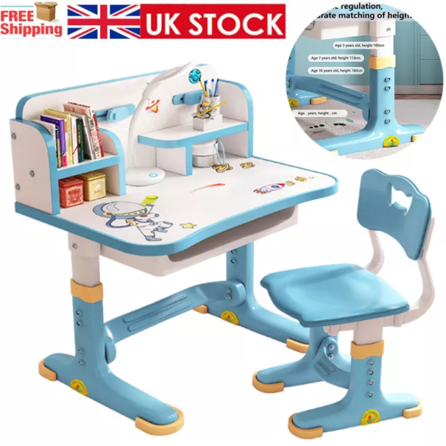 Kids Study Desk and Chair Set Children Wooden School Learning Table Writing Desk