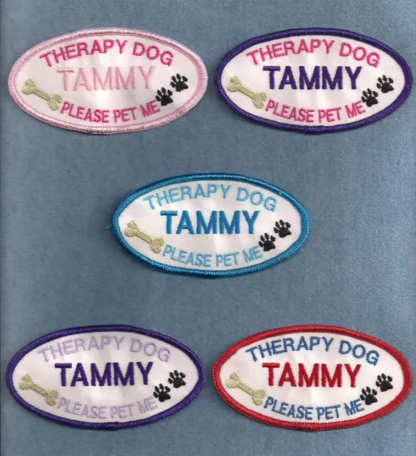 THERAPY DOG PLEASE PET ME - PERSONALIZED - 2" x 4" - service dog vest patch --