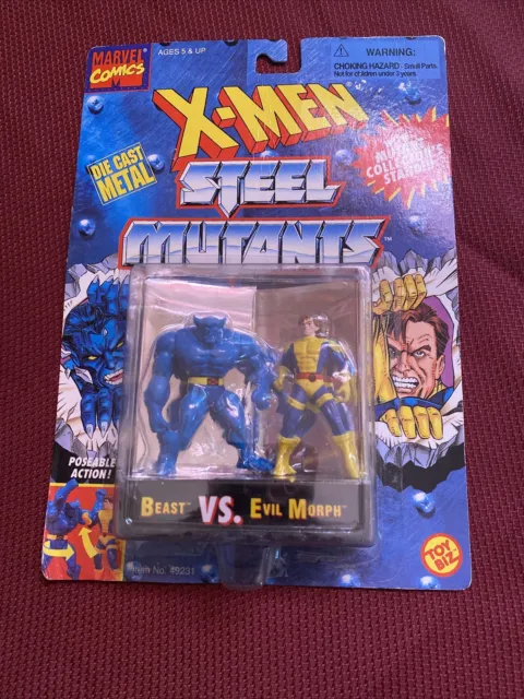 Marvel X-Men Steel Mutants BEAST vs EVIL MORPH Die Cast Action Figures Toy 1994