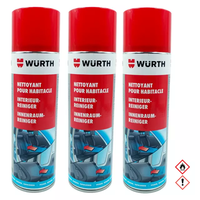 3x Würth Innenraumreiniger 500ml Reiniger Innenraum Polsterreiniger Auto Pflege