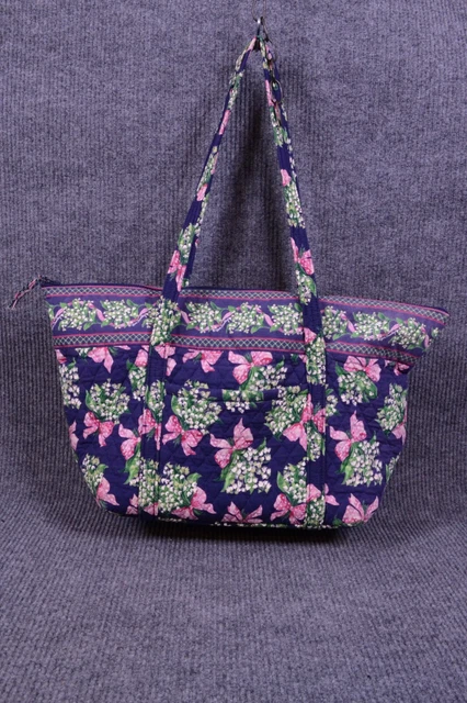 Bolso de punto azul floral Vera Bradley bolsillos interiores 16"" x 8"" panel inferior