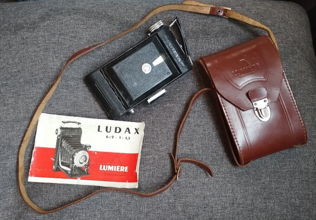 Ancien Appareil Photo À Soufflet LUDAX Avec Étui LUMIÈRE Et Notice