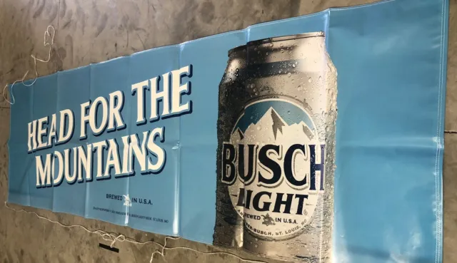 VINTAGE BUSCH BEER Head For The Mountains Light Up Sign-1979-Works $94.99  - PicClick