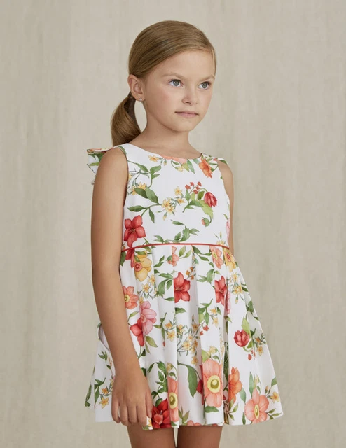 Elegante abito bambina Abel e Lula-Mayoral panna con fiori.