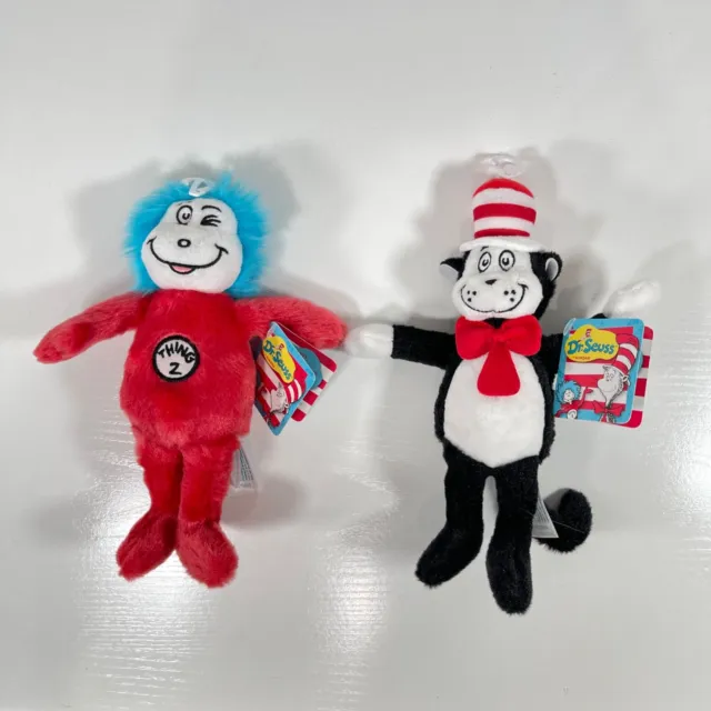 Dr Seuss Thing 2 and Cat in the Hat Plush Stuffed Character Toys Aurora 8" NEW