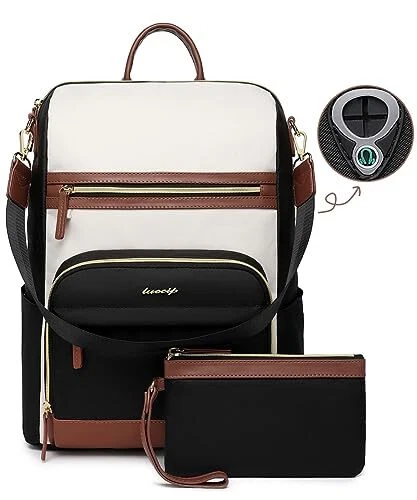 Laptop Backpack Women Travel Bag - 15.6 Inch Convertible Beige-brown Mit Bag