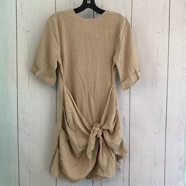 NWT- ASOS DESIGN Knot Front Linen Mini T-Shirt Dress in Stone Women's Size 0