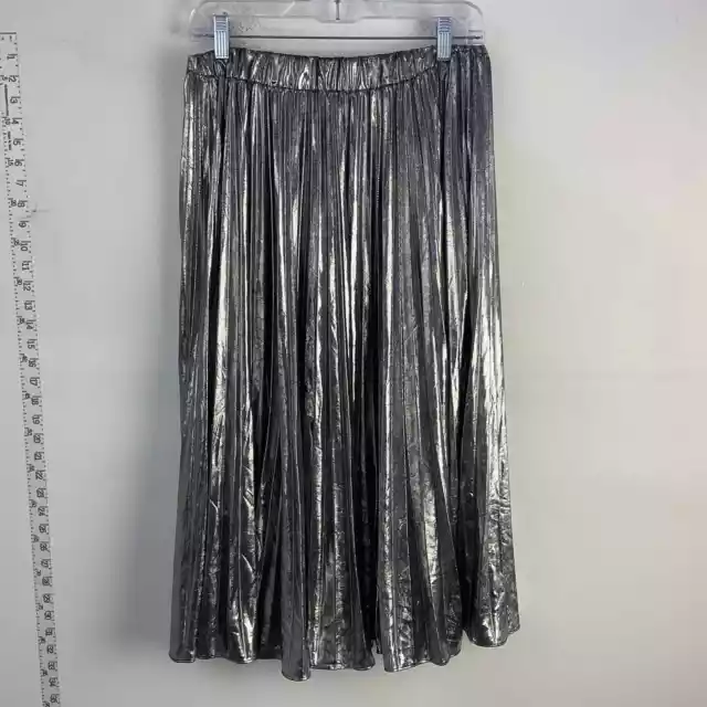 Michael Kors Metallic Silver Flare Skirt - Size S 2