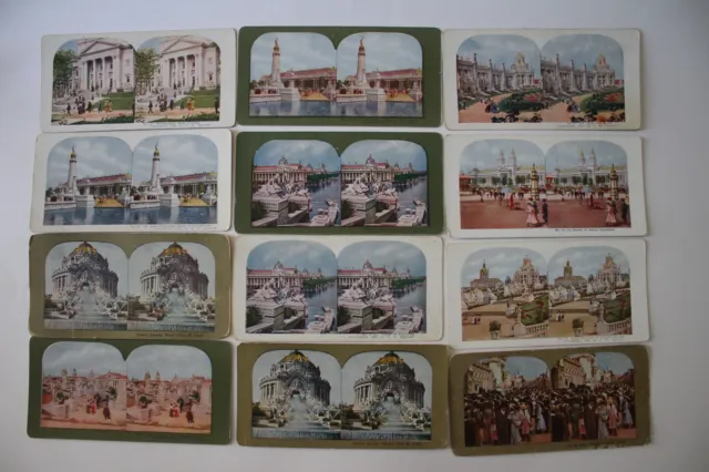 Lot  of 12 Antique St Louis 1904 Worlds Fair Stereoview Stereoscope Cards Views