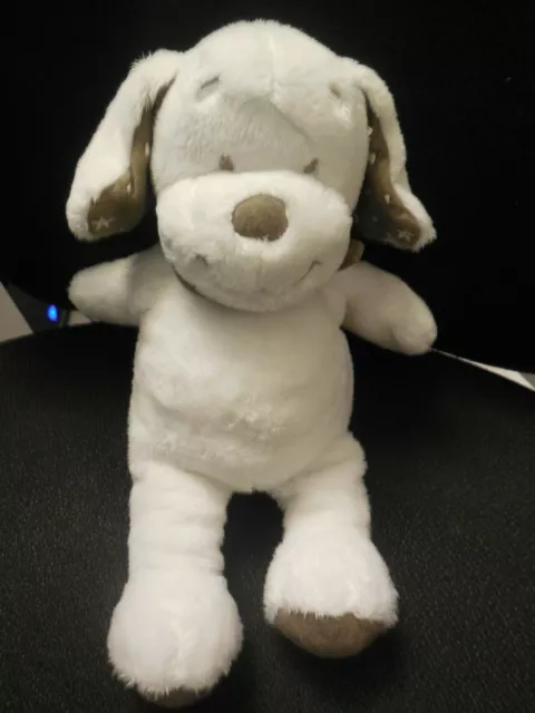 168/ doudou peluche chien blanc bandana taupe beige INFLUX CORA 29cm (2 dispo)