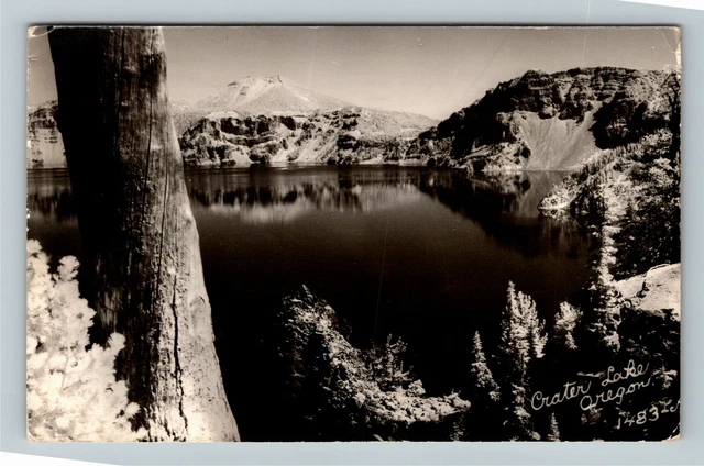 RPPC Crater Lake OR-Oregon, Scenic View, Real Photo c1953 Vintage Postcard