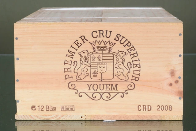 Rare 12 Bouteilles Chateau Yquem Millesime 2008 Caisse Bois Fermee Sauternes