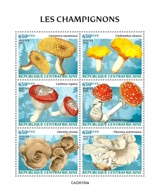 Mushrooms MNH Stamps 2023 Central African Republic M/S