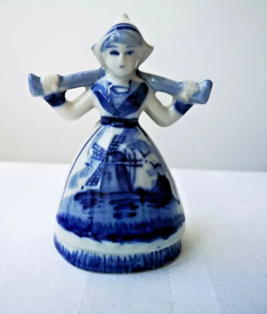 Delft Pottery Holland Dutch Blue & White Ornament Milk Maid Wind Mill