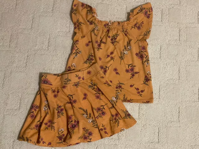 Little Girls Size 5/6 CHILDREN'S PLACE Sunset Gold Floral Ruffle Top & Skort Set