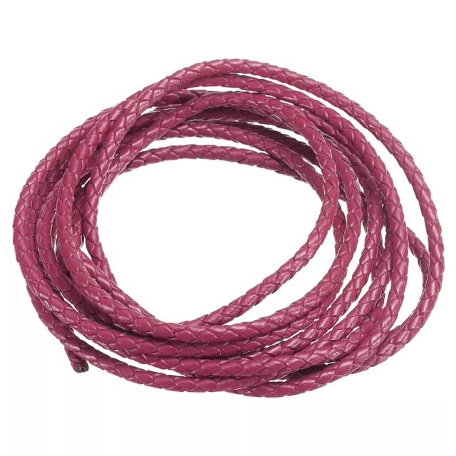 3mm Round Braided Leather Cord for Crafts Jewelry Making, Light Red(2.2Yards)