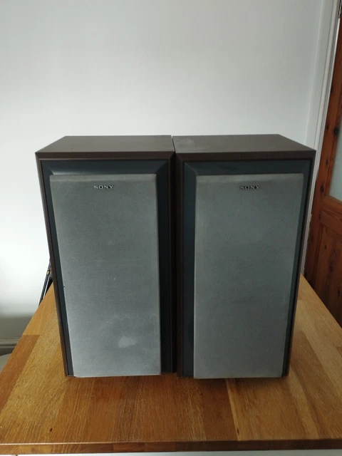 SONY SPEAKER SYSTEM Pair Brown SS-S9 Speakers Only 18 And A Half Inch ...