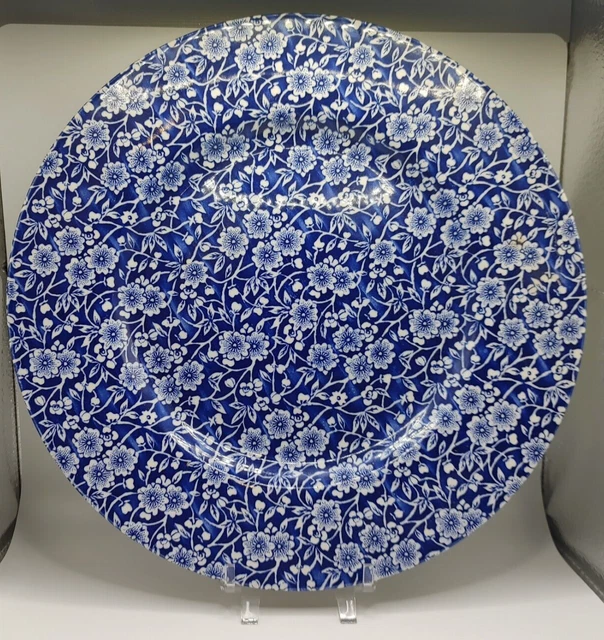 Queen's Churchill Victorian CALICO BLUE Floral Dinner Plate England EUC